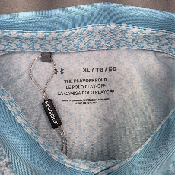 Under Armour Playoff 3.0 Printed‎ Golf Polo Shirt Men's Size XL New Sky Blue - Picture 4 of 12
